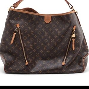 Louis Vuitton Brown Monogram Shoulder Bag with Gold Accents